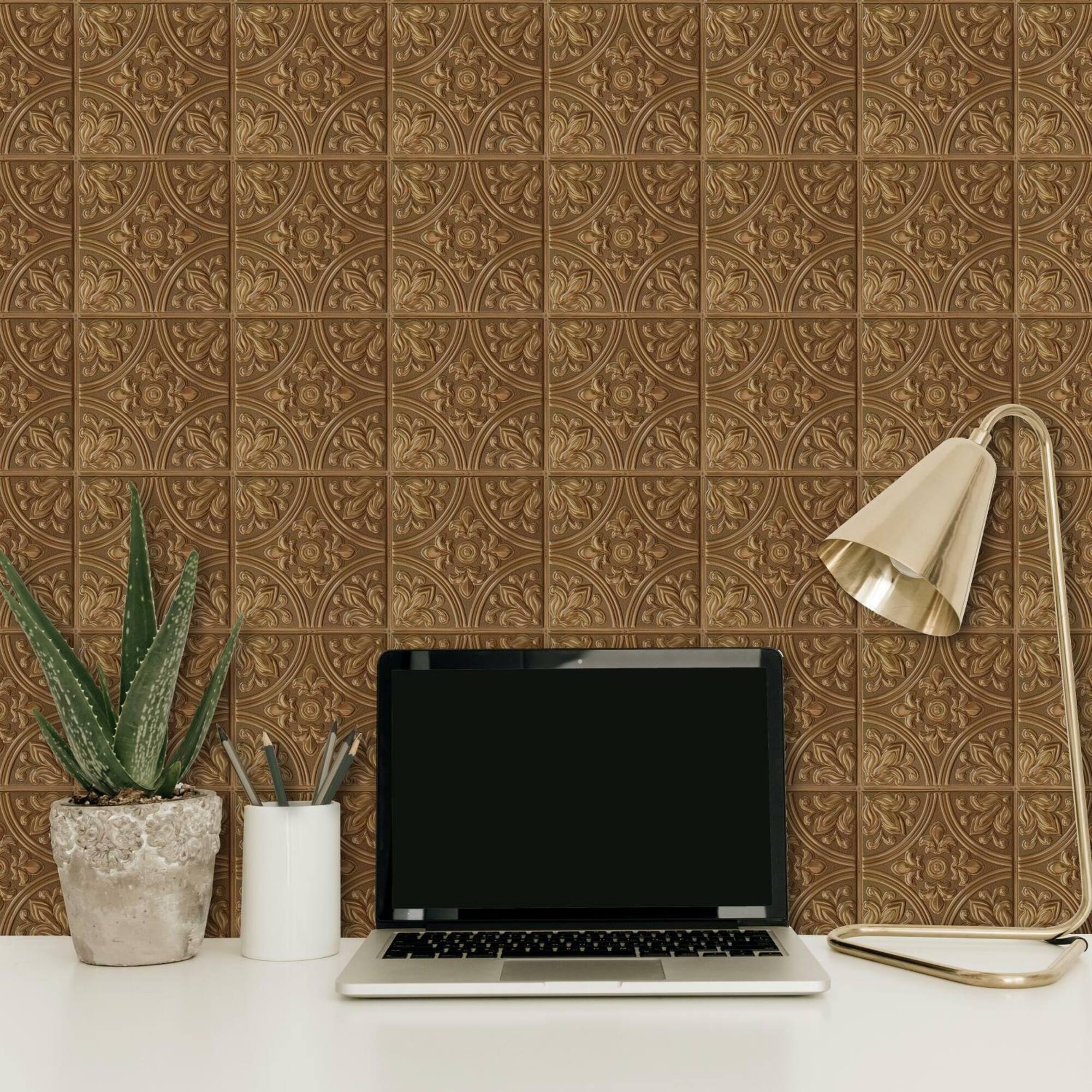 Roommates Copper Tin Tile Peel & Stick Backsplash